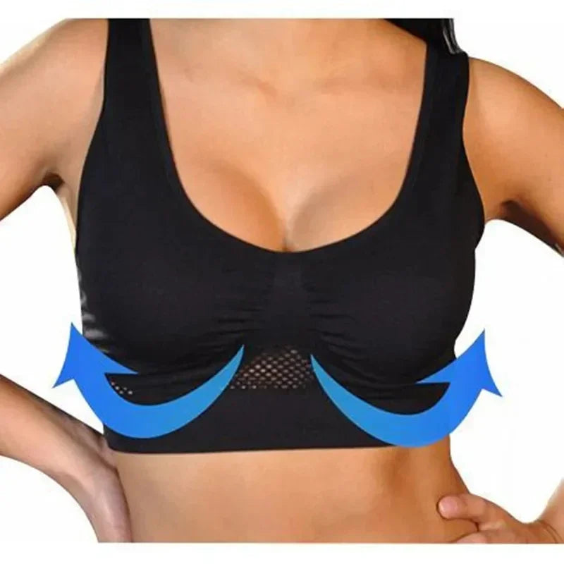 Breathable Sports Bra Top Fitness Women Brassiere Removable Padded Sport Bra Running Gym Seamless Push Up Bras.