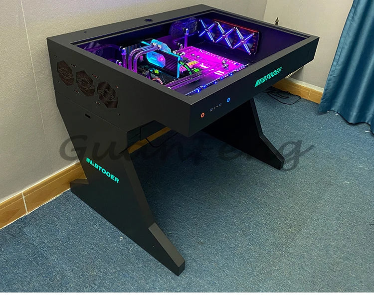Computergehäuse für große Spieler, All-in-One-Tisch, hochwertiger Desktop, vollständig transparent, großes Gehäuse, cooler wassergekühlter Sci-Fi-Spieltisch