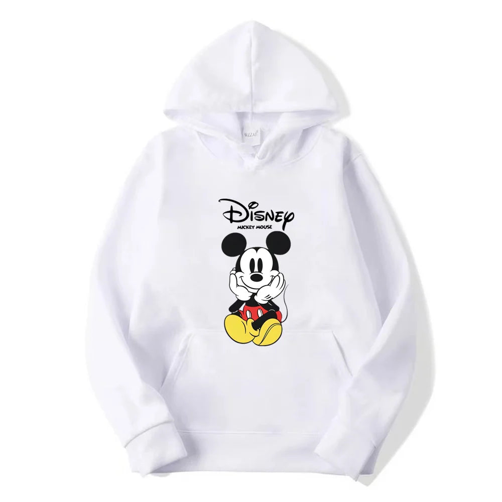 Disney Mickey Mouse Cartoon Cute Loose Hooded Hooded Hoodie Girl's Friend Couple Dress Casual Fashion Versatile Hoodie Top Coat.