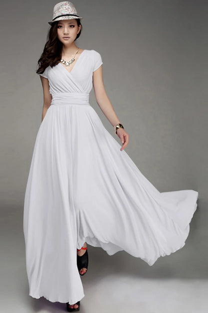 Frauen Damen Kleidung Kurzarm Sexy Club Boho Strand Kleid Dame Sommer Tiefem V-ausschnitt Party Lange Maxi Kleid Frauen