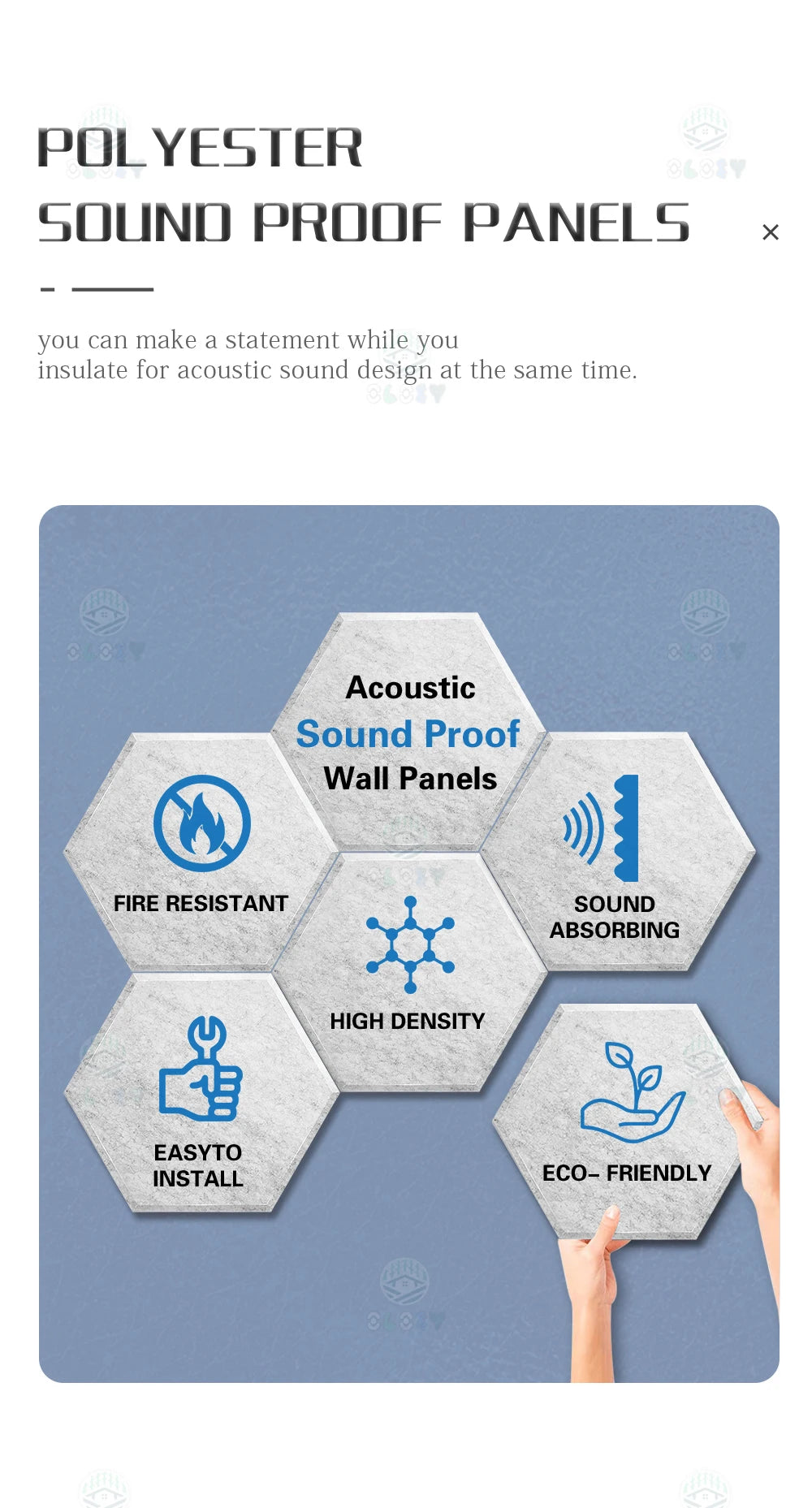 Sound Absorbing Wall Panels Hexagon 6 Pcs Bedroom Acoustic Insulation Sound-absorbing Panels Decor Acoustic Absorption Panel