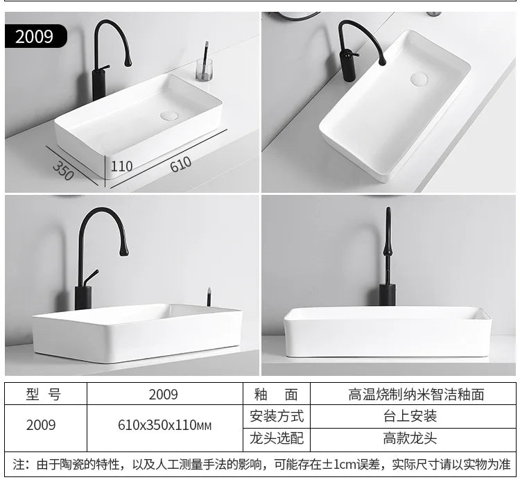 Arbeits platte Waschbecken Seite Entwässerung Keramik Waschbecken Balkon Waschbecken Kunst becken Einzel becken quadratischer Kreis