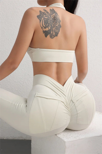 TRY TO BN Sports Stretch Leggings Fitness Yoga Pants Women Back Pockets High Waist Push Up Leggings Workout Running Gym Clothing