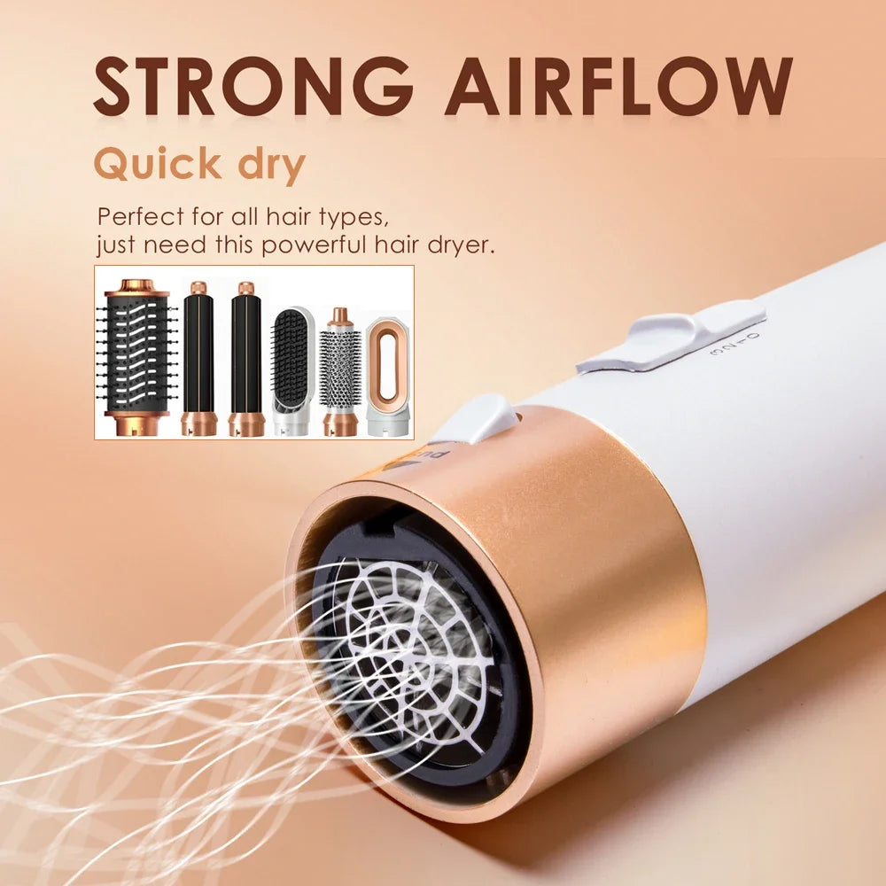 6 in 1 Hair Dryer Brush Hot Comb Set Professional Curling Iron Hair Straightener Styling Tool Air styling Hair Dryer Household