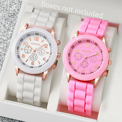 2/3PCS Fashion Silicone Band Women Watches Arabic Dial Ladies Quartz Watch Set Reloj Mujer（Without Box）.