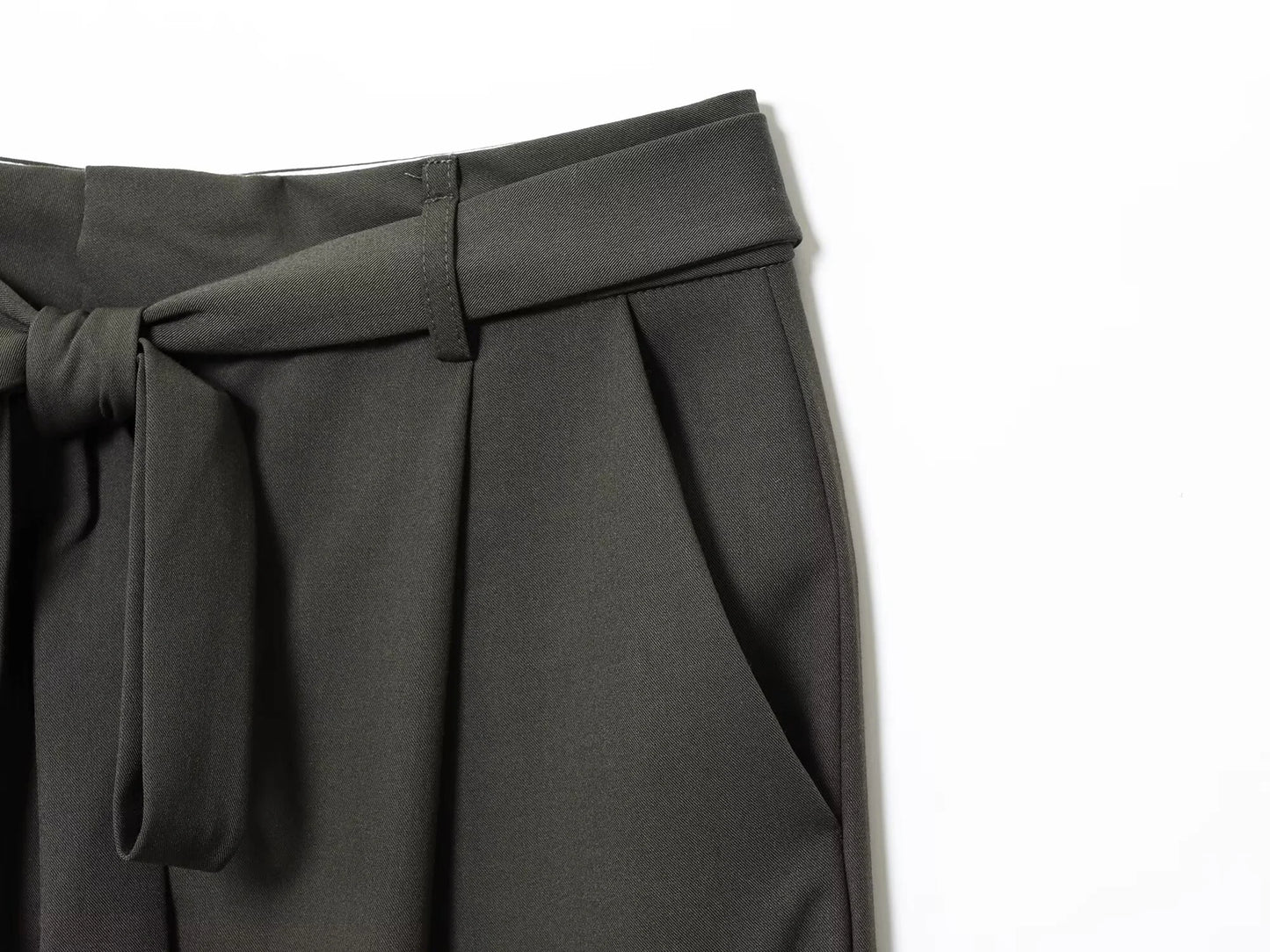 ZERAINS Autumn women's sleeveless V-neck short vest loose fit with waistband pleated high waisted pants set.