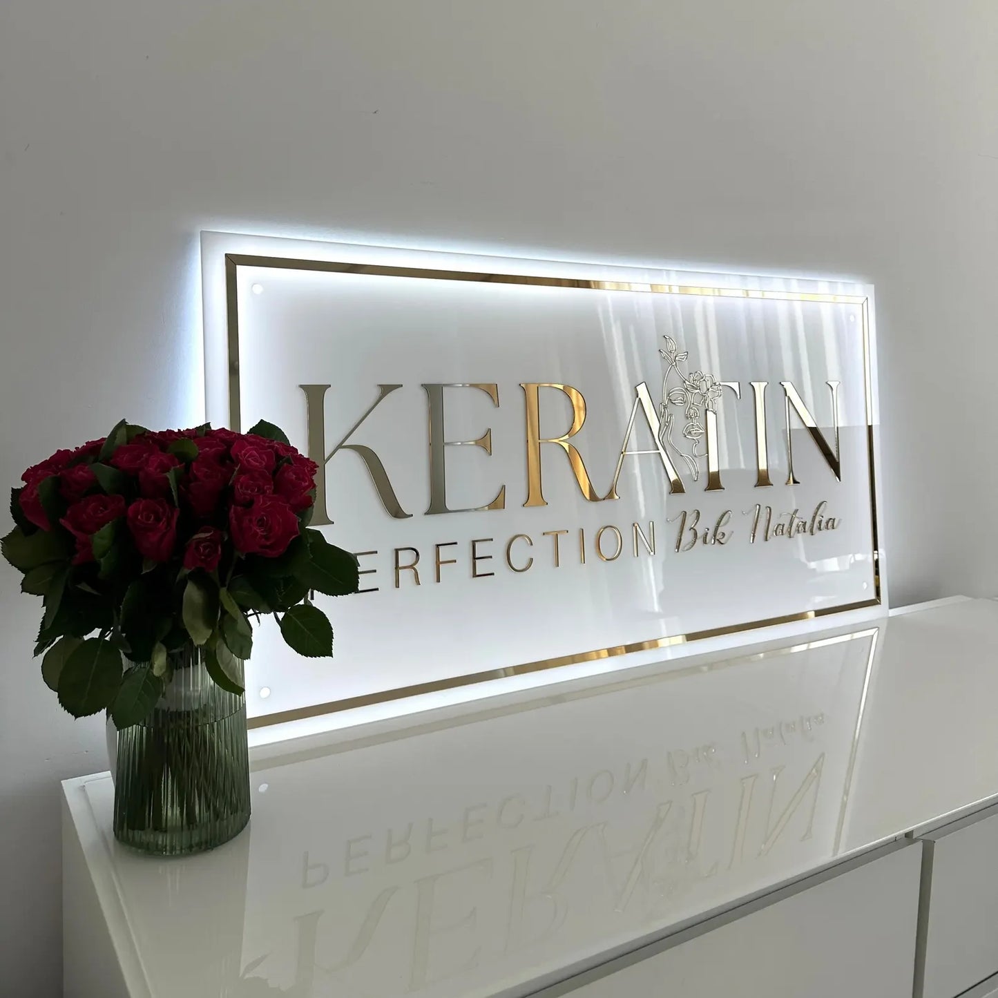 Custom Business Logo LED Sign Backlit Acrylic 3D Rectangle Wall Decor for Beauty Salon Office Company Logo Lighting Signage.