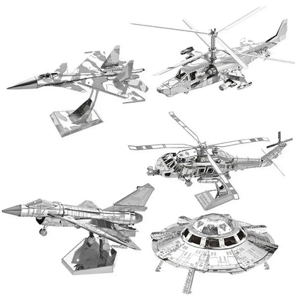 3D Metal Puzzles Military J-20 J-10B SU-34 KA-50 Fighter UFO RAH-66 Helicopter DIY Handmade Assemble Model Jigsaw Puzzles.