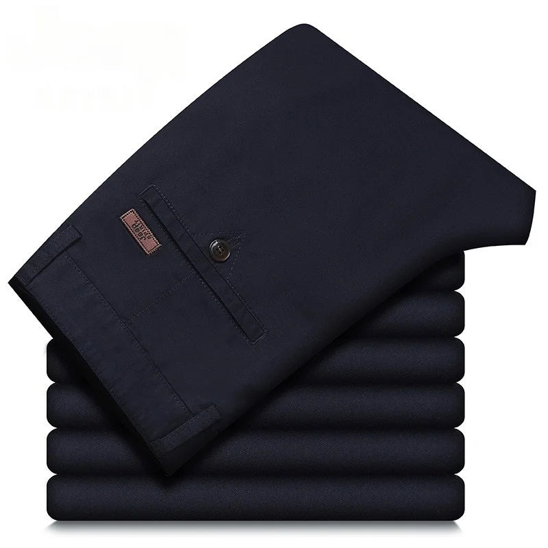 Spring Summer Cotton Casual Pants Mens Clothing Straight Business Green Black Khaki Trousers Male size 40 42 44.