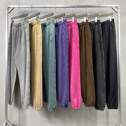 Vier Jahreszeiten Neue Mode Für Männer Casual Trendy Amerikanischen Gewaschen Gewachst Lose Einfarbig Hosen Gerade Jogger Hosen Männliche Hosen