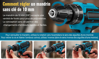 28V Akku-Schlagbohrmaschine Elektroschrauber Elektrischer Bohrhammer Mini Wireless Handbohrmaschine Lithium-Ionen-Akku Elektrowerkzeuge