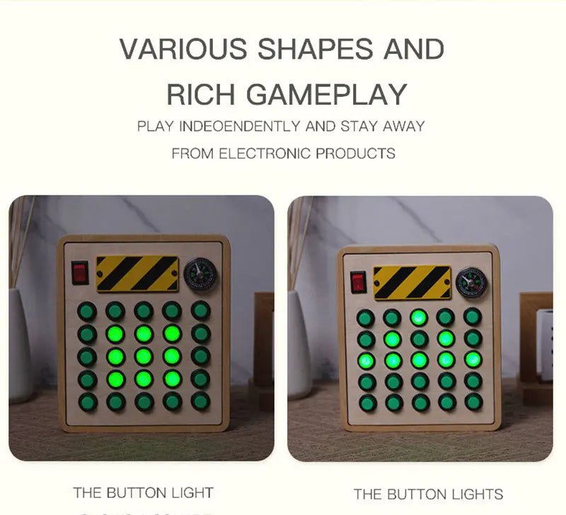 Montessori Busy Board Sensory Toys Wooden With LED Light Switch Control Board Travel Activities Children Games For 2-4 Years Old