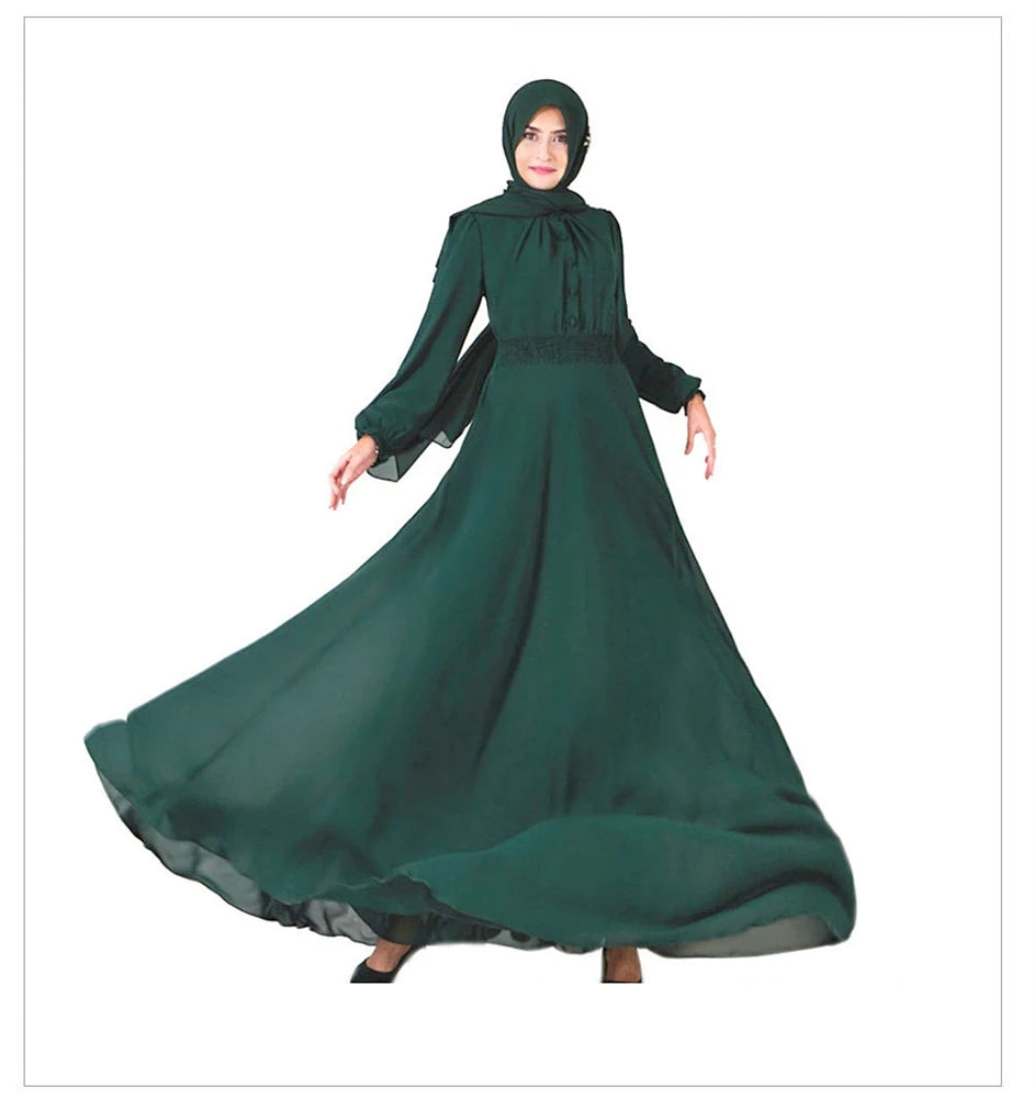 Ramadan Green Chiffon Abaya Damen Dubai Luxury Islam Muslim Dresses For Women Kebaya Kaftan Robe Musulmane Caftan Marocain Femme.