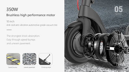 HX X8 Powerful Electric Scooter 350W 10AH 36V Removable battery EScooter Foldable 10.0 inch Wheel Self-Balance E Scooter.