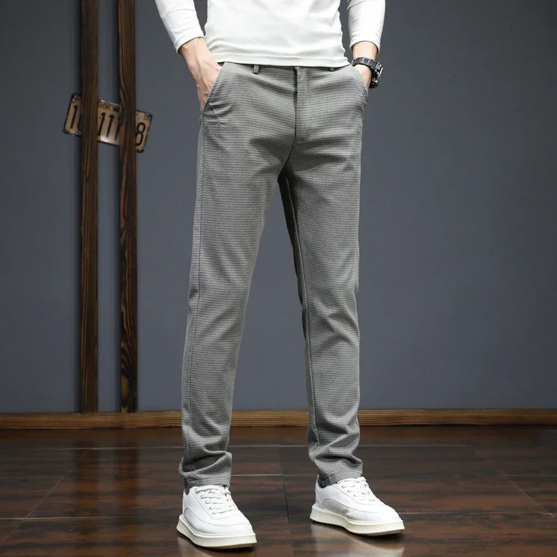 Autumn Winter New Men's Casual Pants Korean Fashion Stretch Straight Slim Fit Trousers High Quality Sweatpants Solid Color Male.