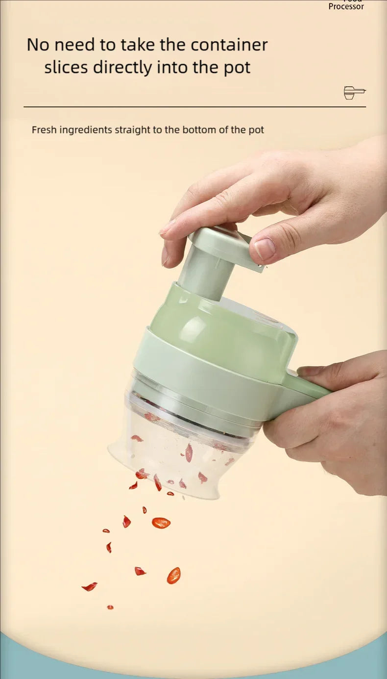 4In1 Electric Vegetable Cutter Set Handheld Wireless Electric Garlic Masher Food Chopper Meat Grinder Machine Food Peel Slice.