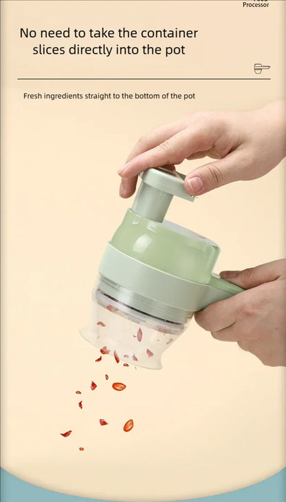 4In1 Electric Vegetable Cutter Set Handheld Wireless Electric Garlic Masher Food Chopper Meat Grinder Machine Food Peel Slice.