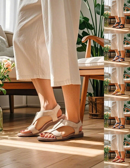 Women Arch Support Sandals Open Toe Sandals Hook and Loop Fastener Flat Sport Sandals Casual Walking Sandals for Party Vacation.