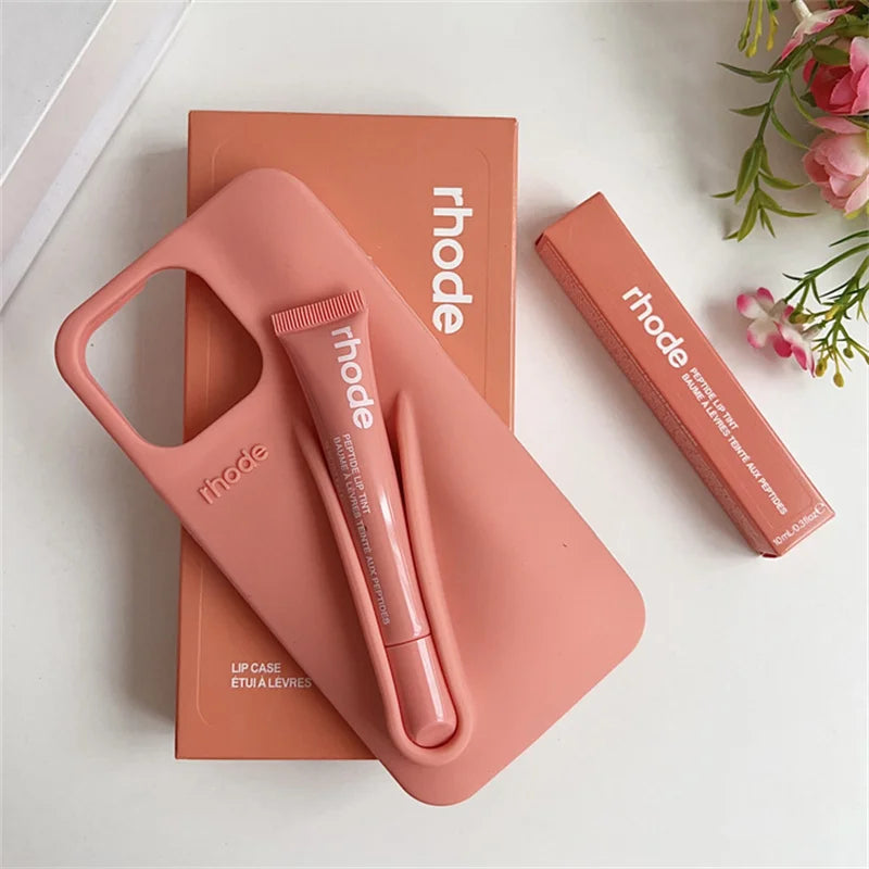 Phone Case for IPhone 15 16 14 13 12 11 Pro Max Plus 17 Air Lip Gloss Holder Silicone Shockproof Cover with Box and Lipstick