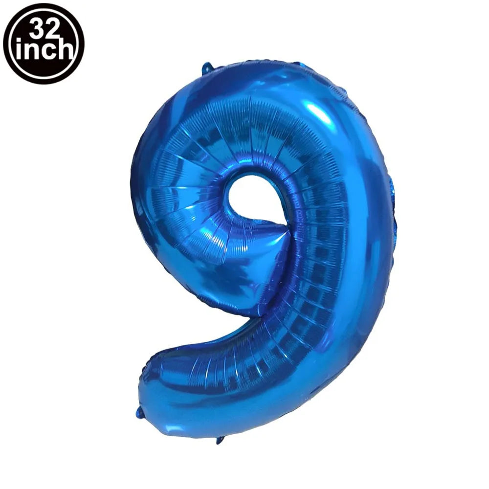Blauer Ballon mit großen Zahlen, 32 Zoll, 0, 1, 2, 3, 4, 5, 6, 7, 8, 9, Geburtstag, Bachelorette-Luftballons, Figur, Golob-Party-Ballon-Dekoration