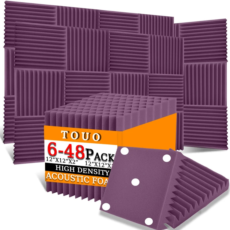 TOUO Sound-Absorbing Foam 6-48 Pcs Acoustic Foam Panels Wall Soundproofing Studio Acoustic Treatment Sound Absorbing Material