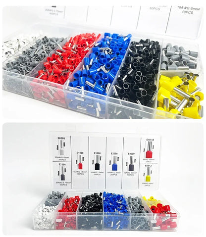 200–1900 Stück isolierte Anschlüsse für elektrische Rohre, VE-Rohr-Crimp-Anschlüsse, Drahtkabel-Anschluss, Aderendhülsen, Anschlussklemmen.