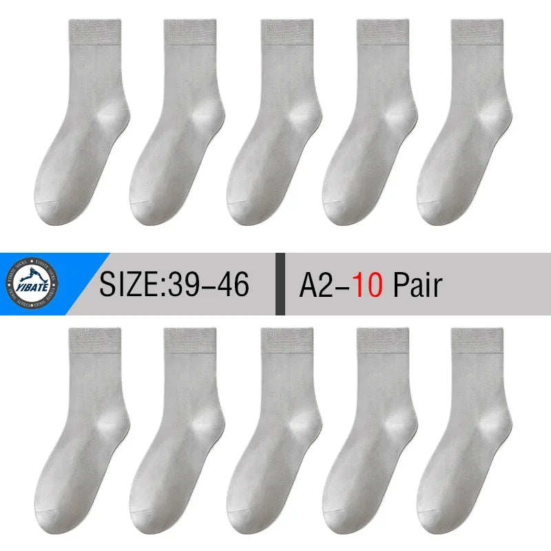 10 Pair Men's Bamboo Socks Anti-bacterial And Anti-odour Soft Business Socks Wearable And Breathable Casual Socks For Men.