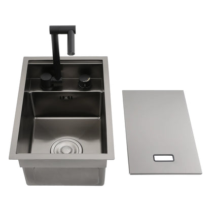 Bymaocar Edelstahlspüle 30 x 45 x 23 cm mit Wasserhahn, eingebettetes Küchenspüle, einschüssel, verdecktes Küchenspüle