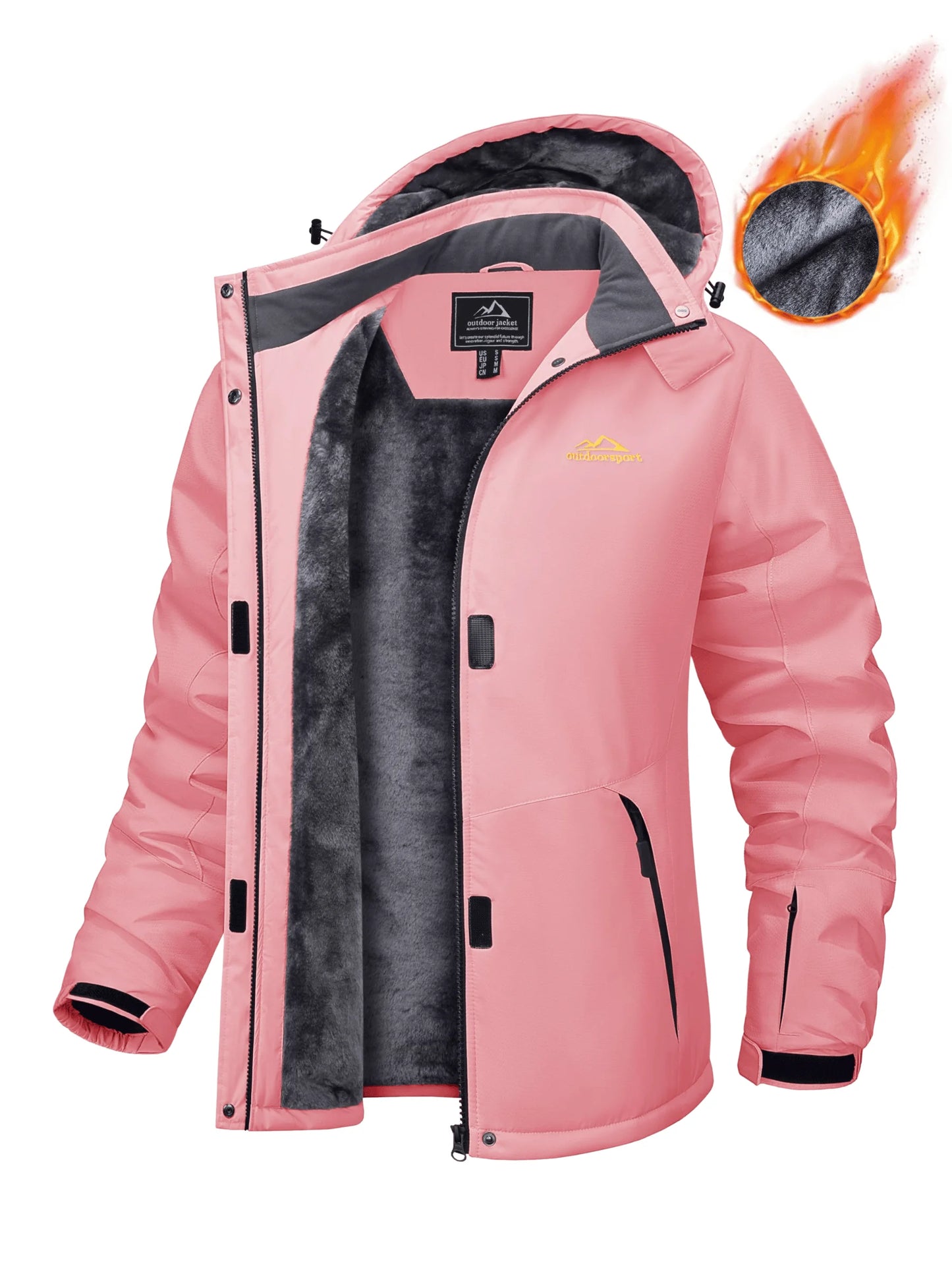 TACVASEN Winter Fleece Lined Hooded Parka Jacket Womens Ski Snowboard Warm Coats Waterproof 5 Zipper Pockets Windbreaker Outwear