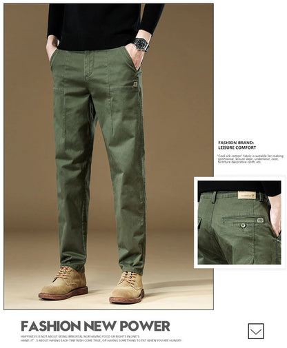 97% Cotton Men Casual Trousers Solid Color Slim Fit Men's Pants New Winter Autumn High Quality Classic Business Pant Male.