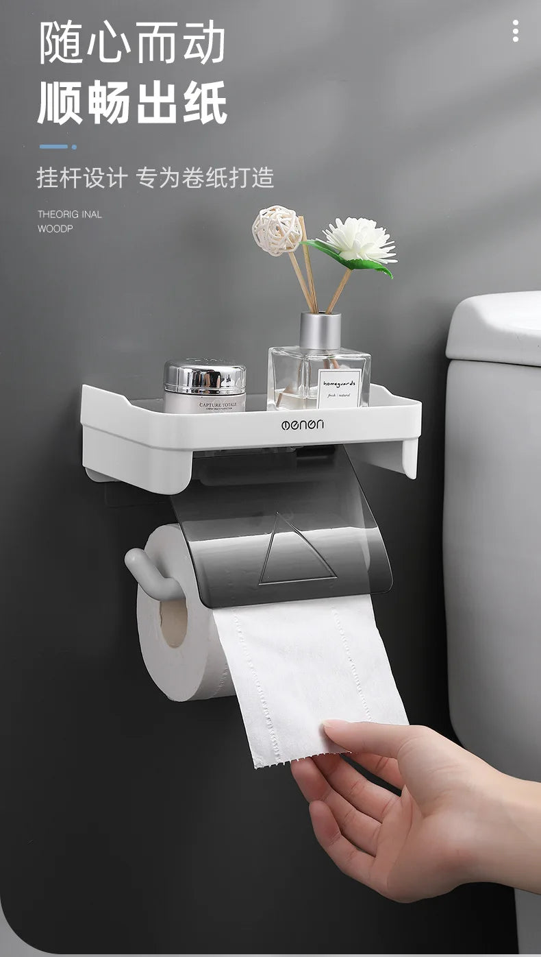 Wand Halterung Toilettenpapier Halter Top Kleinigkeiten Lagerung Kunststoff Wasserdichte Rollen Papier Lagerung Rack Badezimmer Tissue Organizer Regale