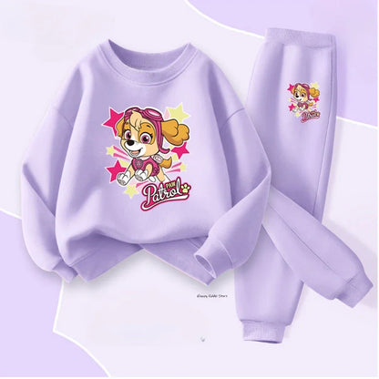 PAW Patrol Spring Autumn Baby Girls Hoodies Sets Children's Bbreathable Sport Pullover and Pant Two Piece Suit Kids Sweatsuit.