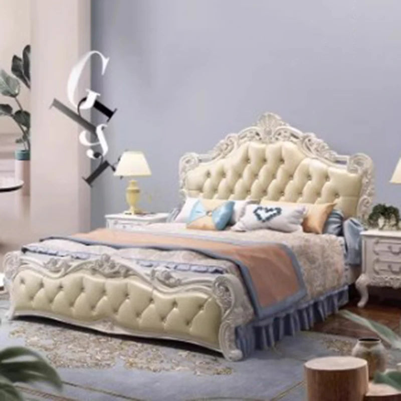 Weißes hohes Doppelbett mit Schubladen, schlichtes rosa nordisches italienisches 180 x 200 cm großes Luxusbett, moderne Mädchenvilla, Cama-Hochzeitsmöbel