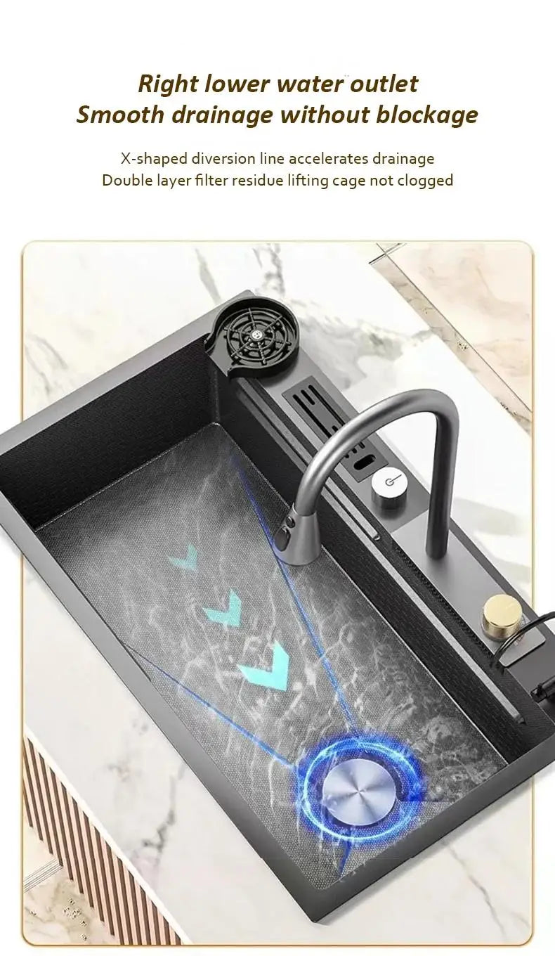 High-end stainless steel Kitchen Sink Matte Square Kitchen Accessories Large Single Sink Wash Basin With Faucet