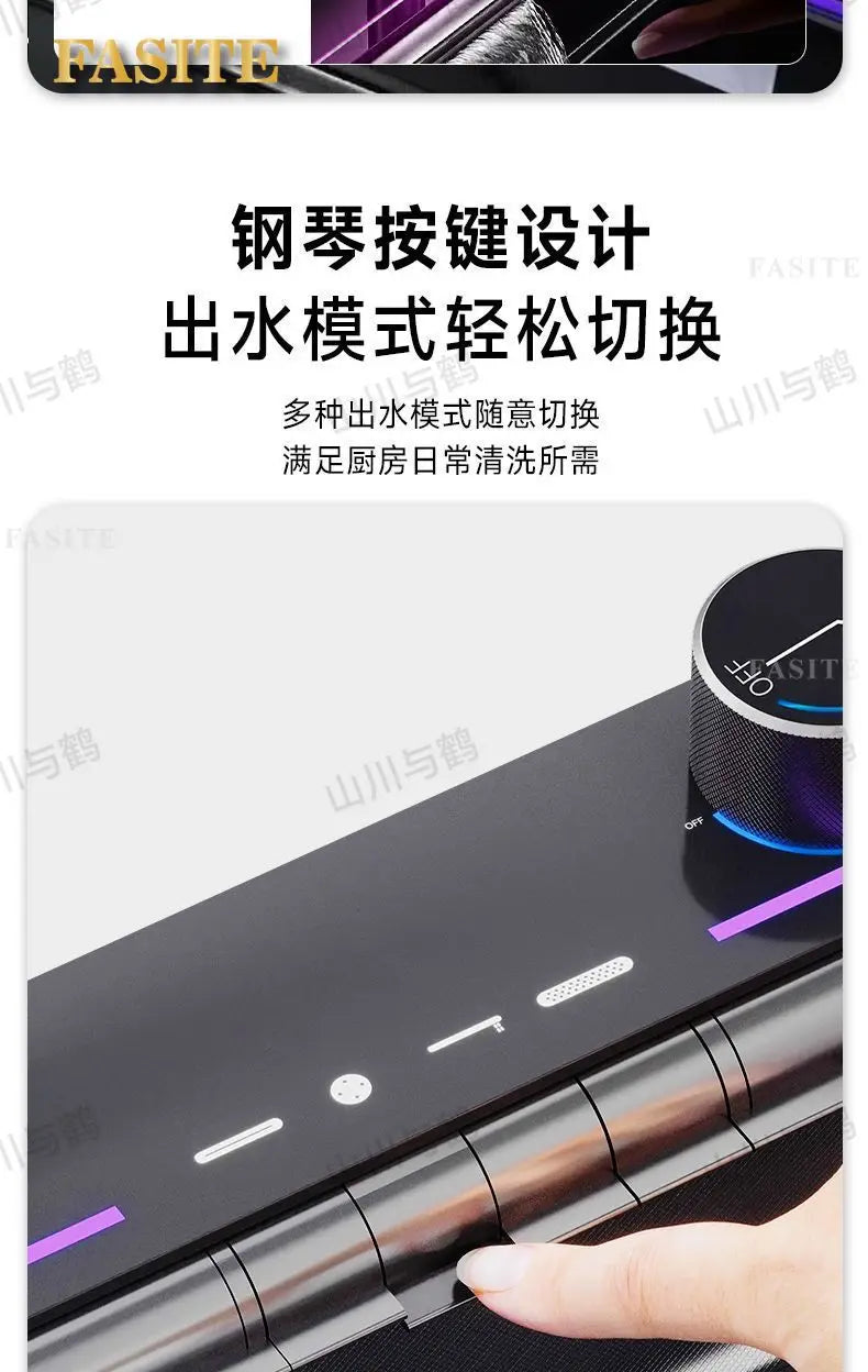 Waterfall kitchen sink nano thickened digital display honeycomb household single slot