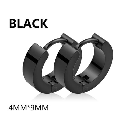 1 Pairs Black Earrings Set Punk Stainless Steel Stud Earrings For Men Women Vintage Hip Hop Piercing Ear Jewelry Accessories
