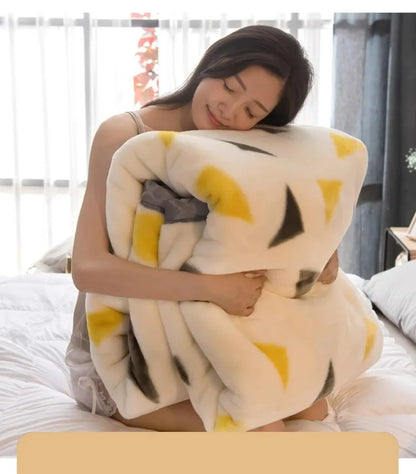 Printing Blanket Quilt Winter Keep Warm Double-deck Thickening Soft Comfortable Multiple Specifications Add Velvet Siesta Sheet.