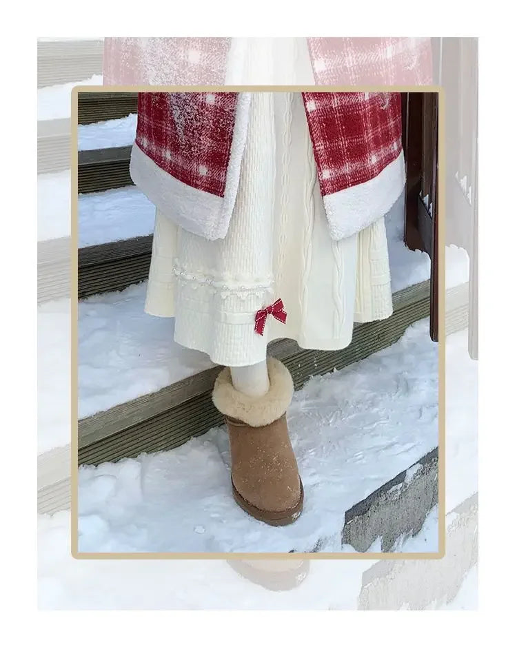 Clothes for Women Autumn Winter Japanese Style Kawaii Sweet Chic Knitted Skirts Female High Waist Solid Loose A-line Midi Skirt.