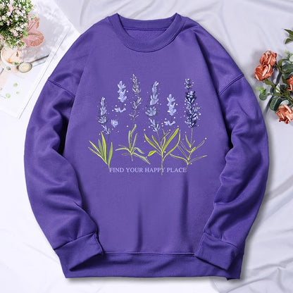 Beautiful Of Lavender Printing Women Hoodie Street Fleece Hoody Crew Neck Autumn Sweatshirt Hip Hop Oversize Clothing Female.