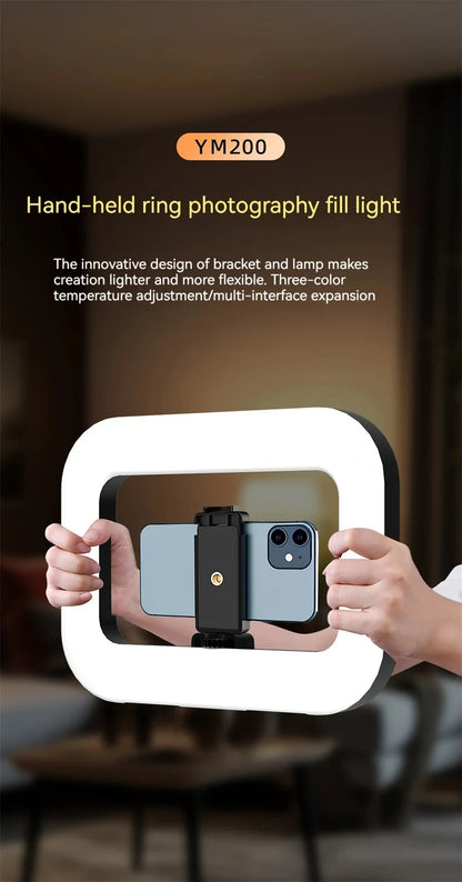 FANGTUOSI New Handheld Ring LED Rechargeable Fill light Portable Mobile Phone Live Photography Desktop Rabbit Cage Selfie Light.