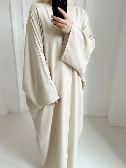 Eid Open Solid Color Batwing Abaya Dubai 2024 Modest Kimono Muslim Kaftan Dresses Abayas for Women Islam Kebaya Caftan Femmes.