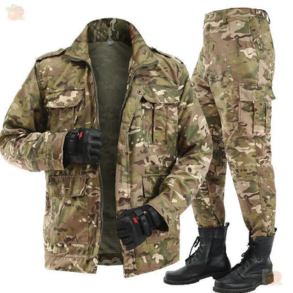 Wear-resistant camouflage suit for men and women's work clothes Spring and autumn thickened labor protection clothing, dirt resi.