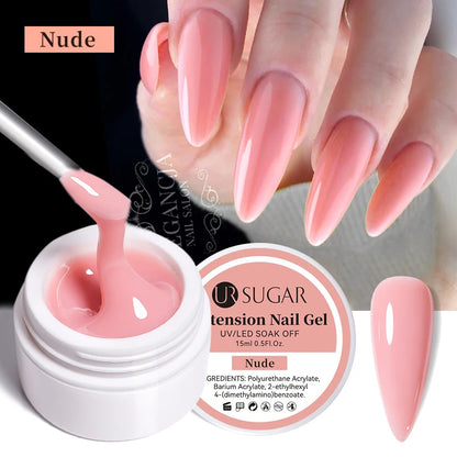 UR SUGAR 7.5ml Acrylic Extension Nail Gel Quick Building Clear Pink Gel Polish Nail Tips extension nail gel  Nail Art Soak Off