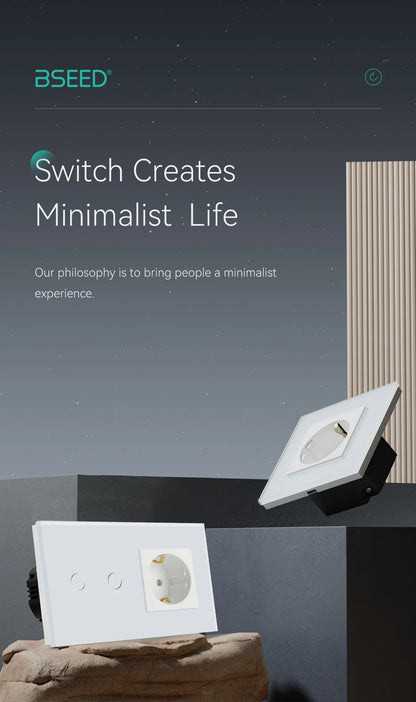 BSEED EU-Standard, einzelne Steckdose, Touch-Schalter, USB-Wandsteckdosen, Doppelsteckdosen, dreifache Steckdosen, vierfache Glassteckdosen.