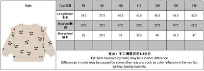 Konges Slojd AW Baby Girls Sweatshirts + Pants 2 Pcs Sets Lambswool Cherry Jackets Kids Clothes Girls Print Dresses Coats 1-9Yrs.