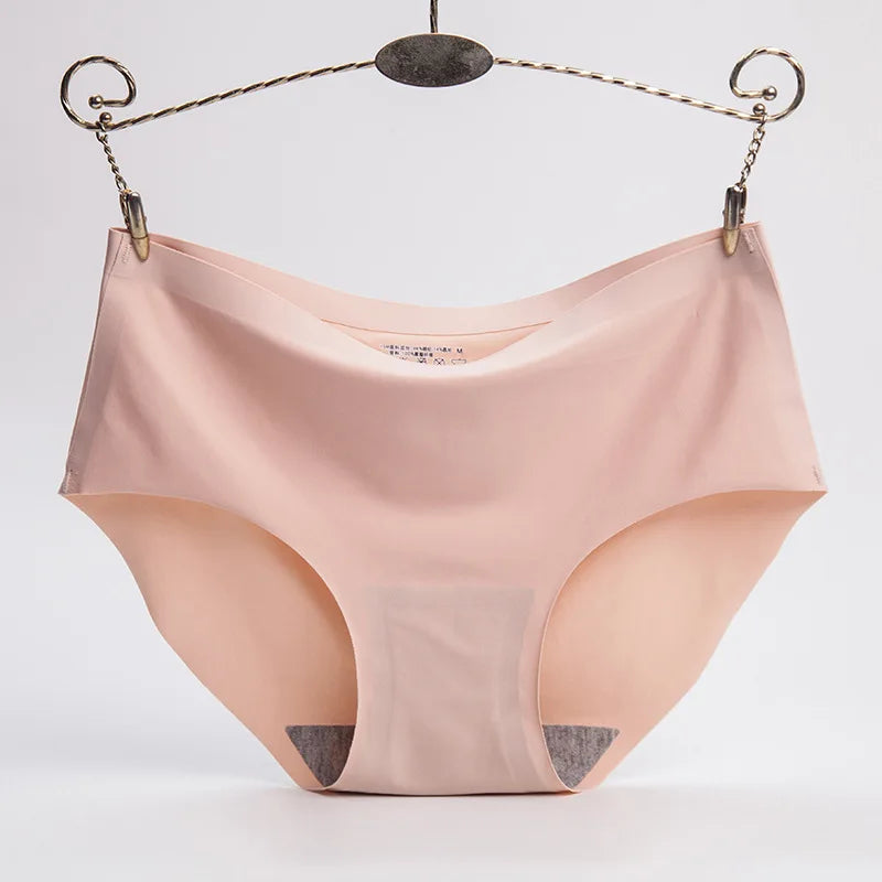 4PCS/Set Plus Size Women's Panties Solid Seamless Underwear Comfortable Breathable Ice Silk Sexy Lingerie Intimates Underpants