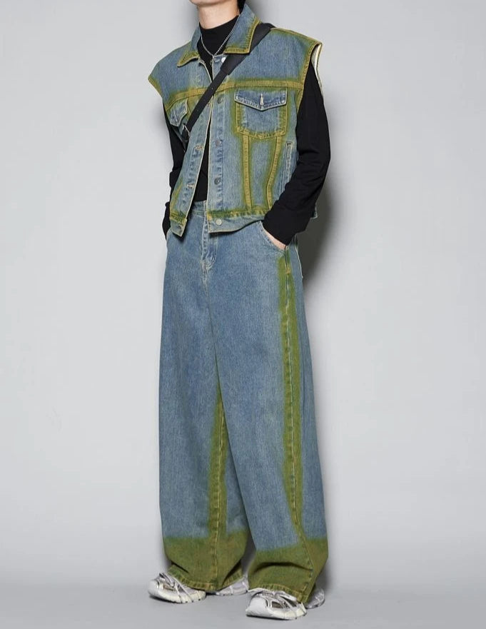 Denim Jacket T-shirts Pants Suits for Men No Logo Man Trousers Sets Luxury Summer Clothes Short Quarter Sleeve Outfits Tee Chic.