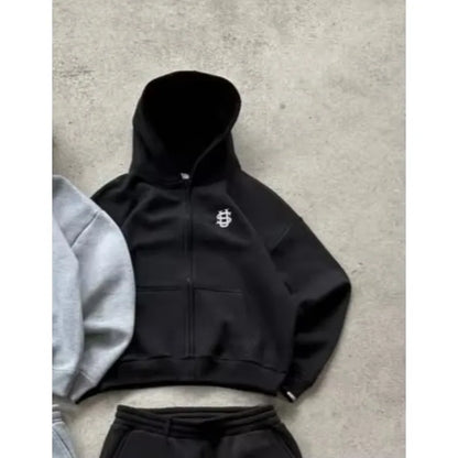 Men and women suits embroidered hoodies loose zipper cardigan personality long-sleeved pants street wear hot sale.