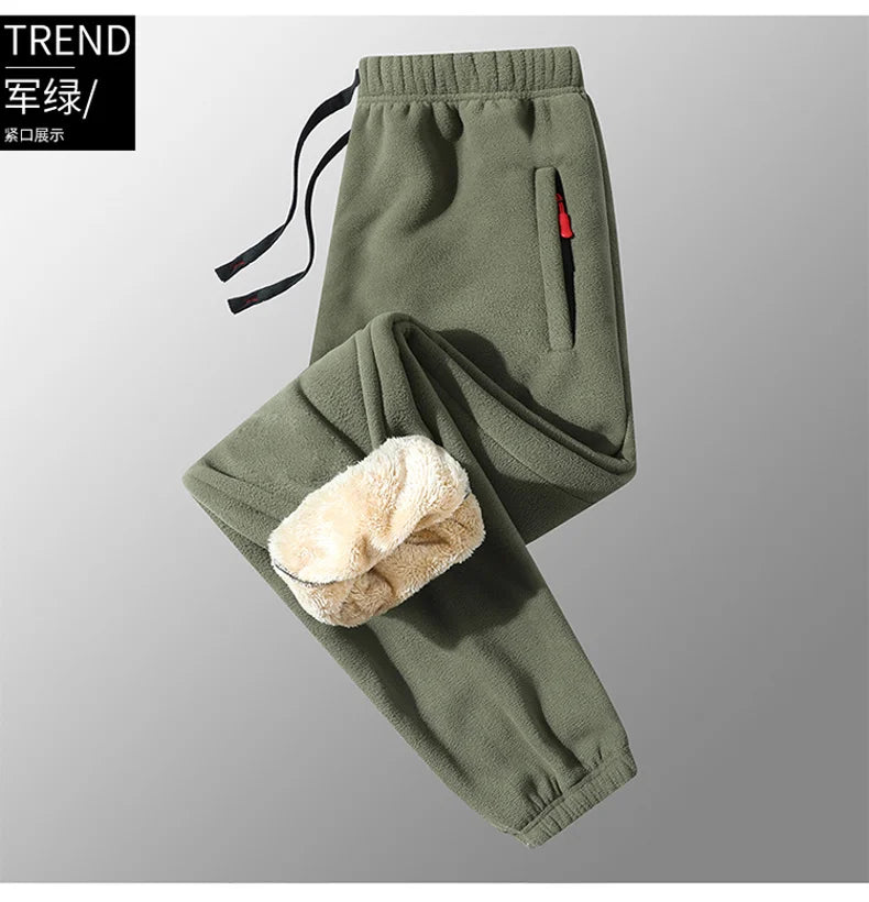 8XL Men's Down Pants Plus Size Winter Plus Velvet Thick Loose Cotton Pants Big Size Solid Color Warm Lamb Down Casual Sweatpants.