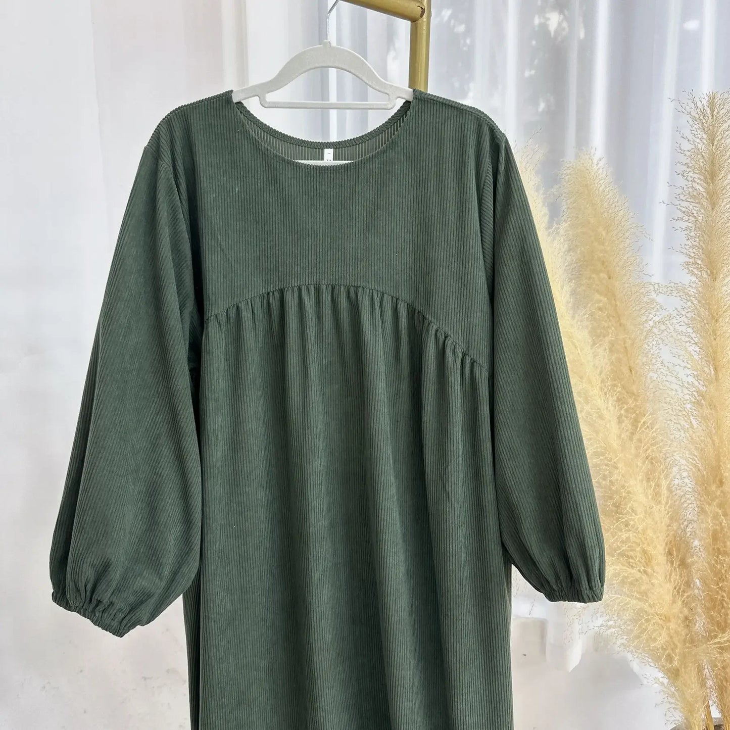 Winter Corduroy Abaya Warm Muslim Dress Closed Abayas for Women Dubai Luxury Turkey Kaftan Hijab Robe Ramadan Eid Islam Clothes